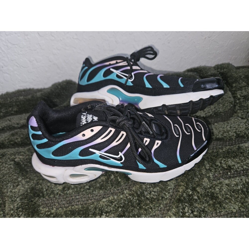 Nike Air Max Plus TN GS Black Blue Purple Lace Up Sneakers 5.5Y DQ7224-001